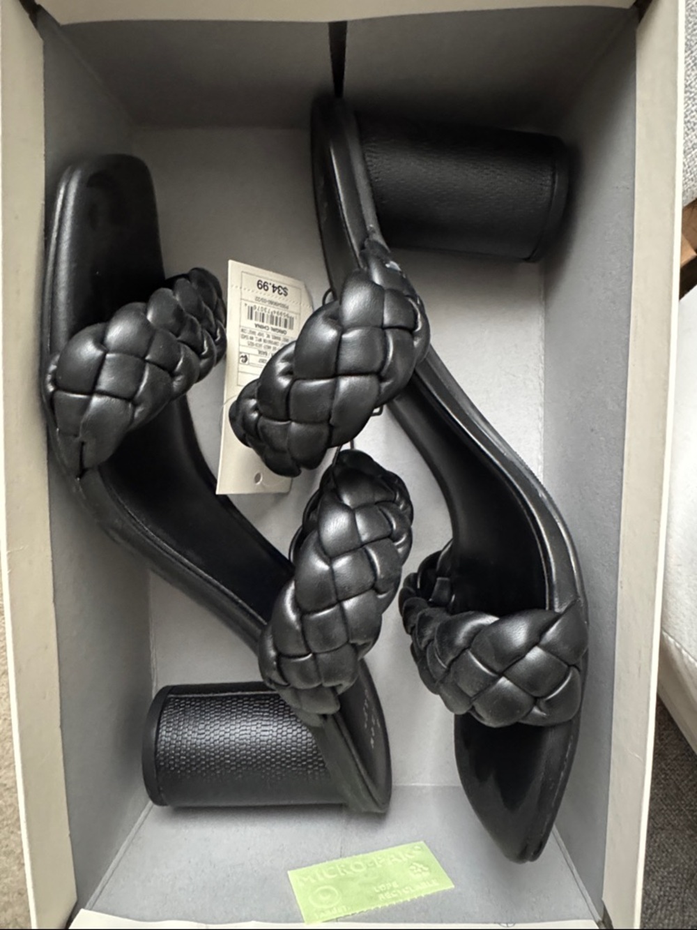 a new day Black Braided Double-Strap Block Heel Sandals